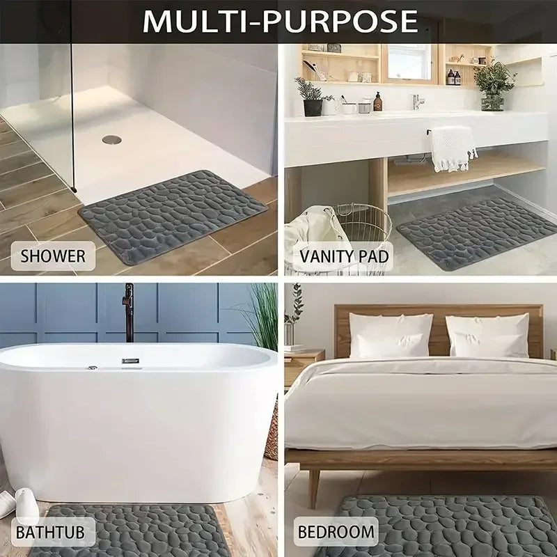 Zelvora StoneStep™ — Luxury 3D Pebble Bath Mat