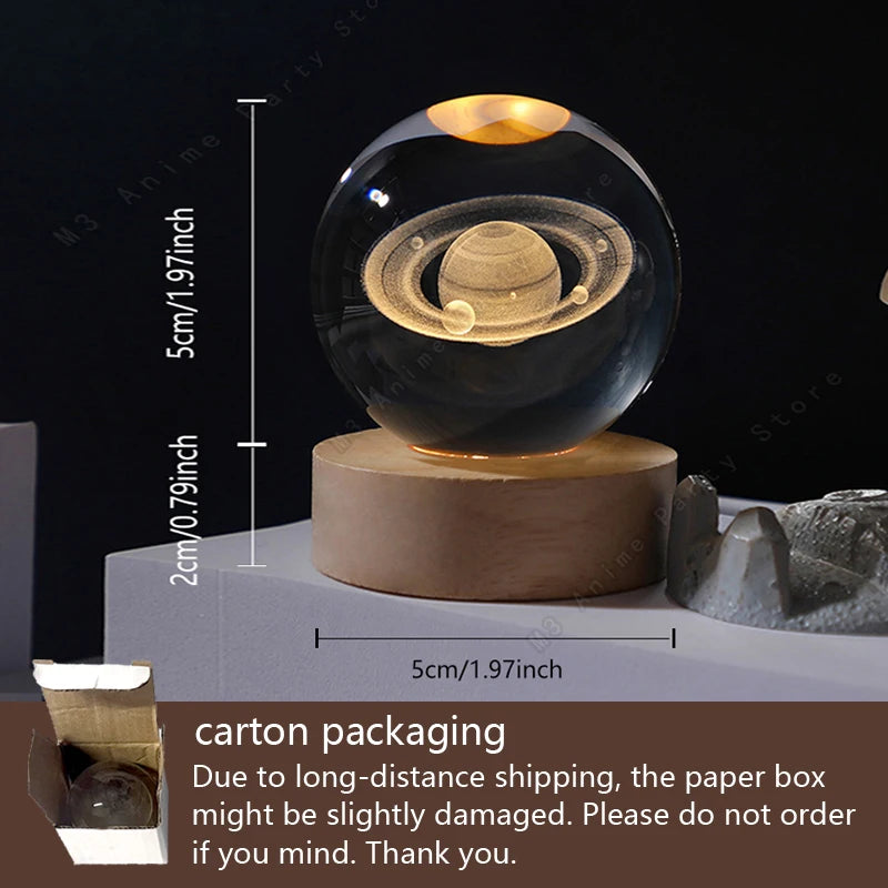 Zelvora CrystalGlow™ — 3D Planetary Crystal Ball Night Light