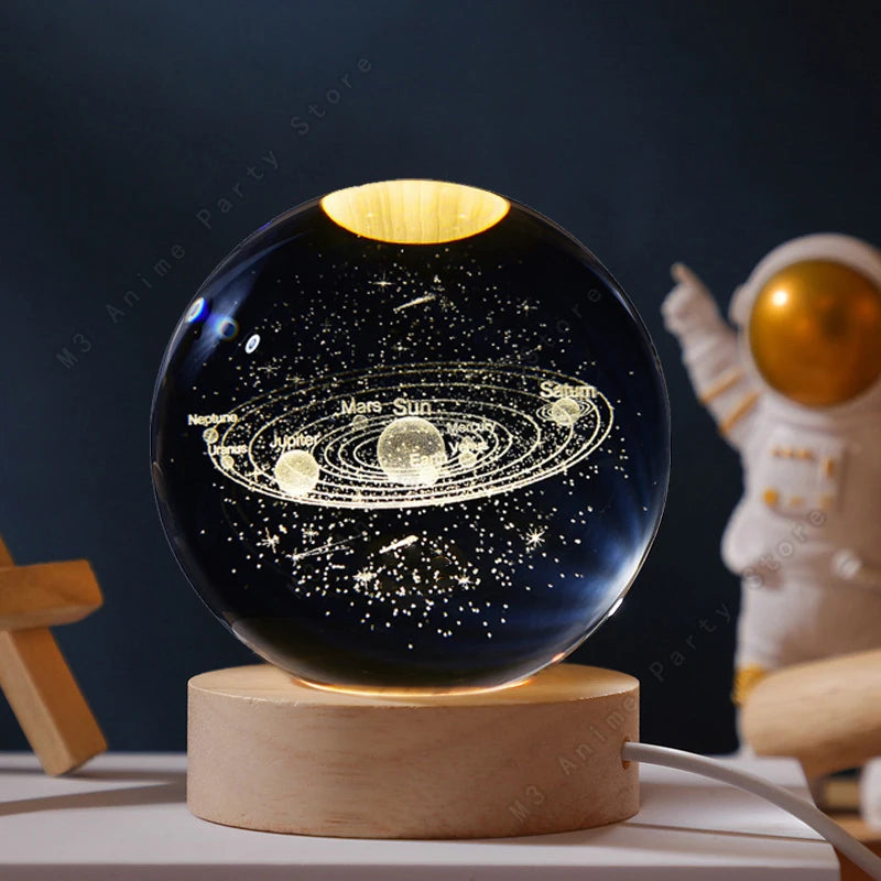 Zelvora CrystalGlow™ — 3D Planetary Crystal Ball Night Light