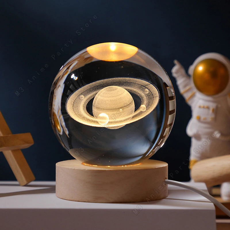 Zelvora CrystalGlow™ — 3D Planetary Crystal Ball Night Light